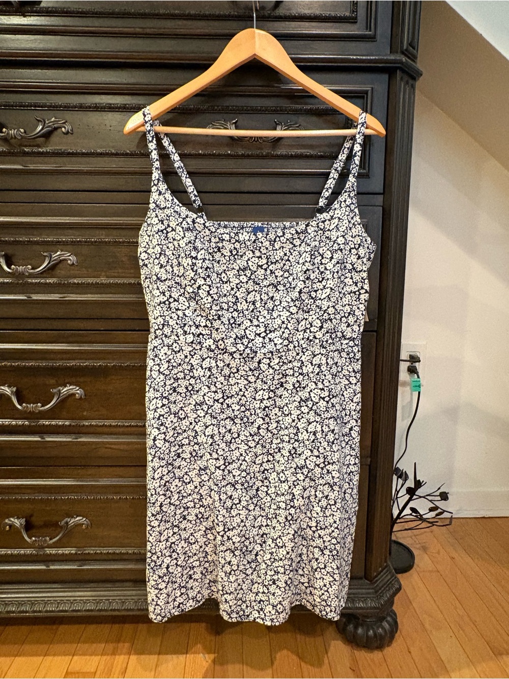 Old Navy - White/Navy Floral Midi Slip Dress